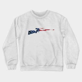 Patriotic Hunting Rifle with Scope and USA Flag Overlay Crewneck Sweatshirt